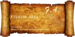 Földiák Aliz névjegykártya